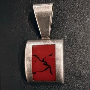Vintage Silpada Southwestern Navajo Style Sterling Silver Red Jasper Pendant